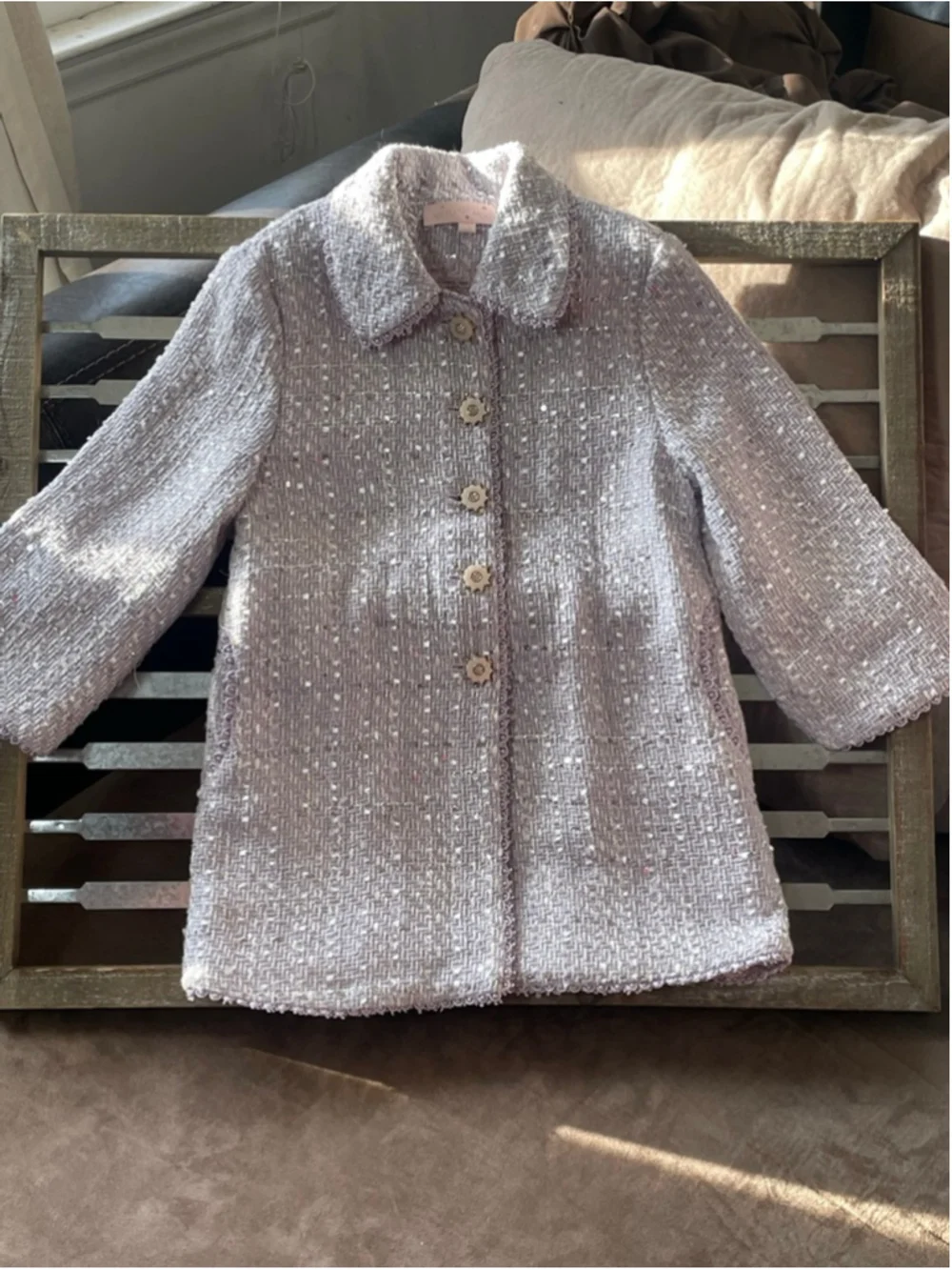 Tutu Du Monde Penelope Coquette Pastel Tweed Jacket Pearl Flower Button Size 4
